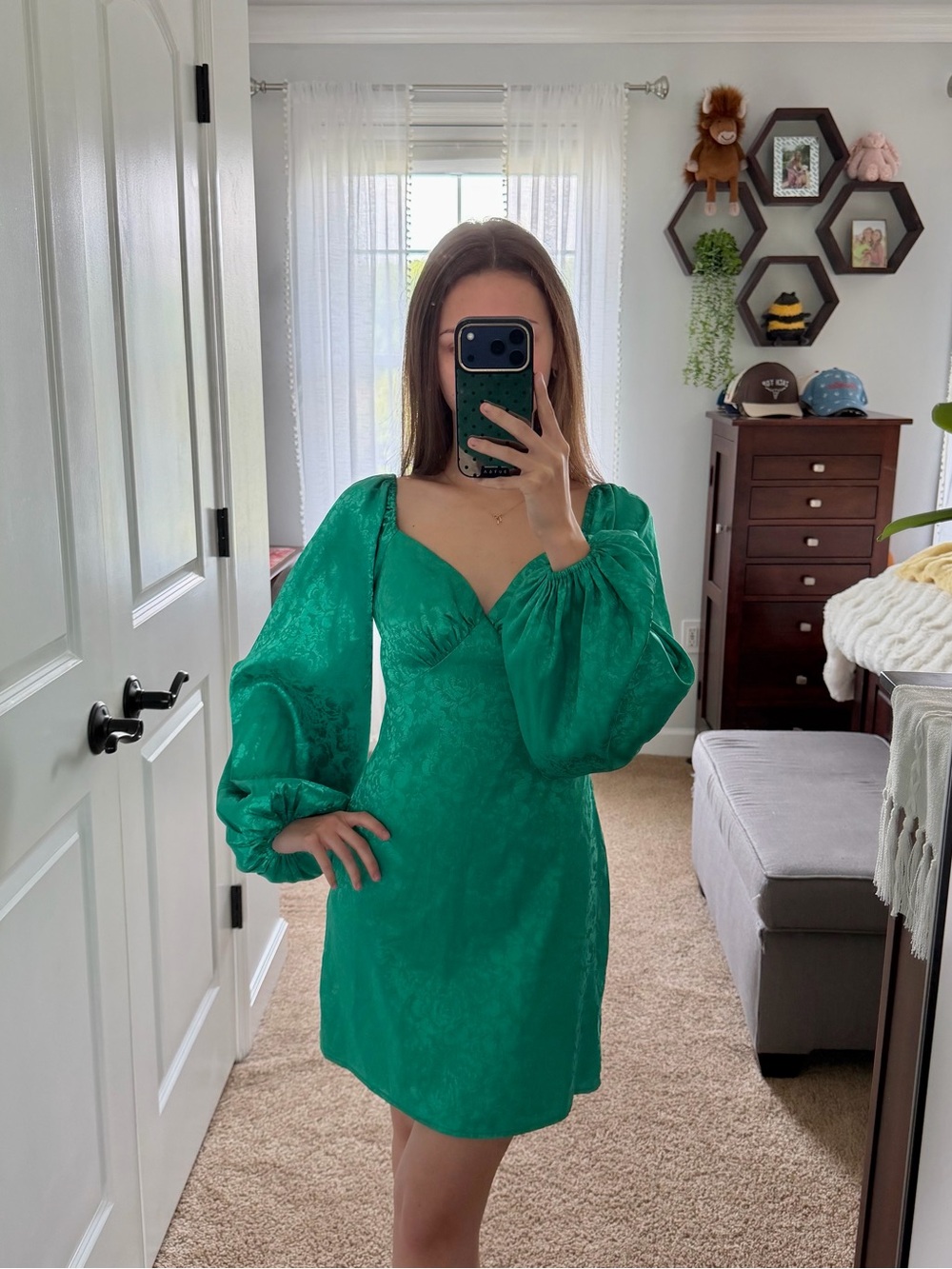 12th Tribe Green Jacquard Dress